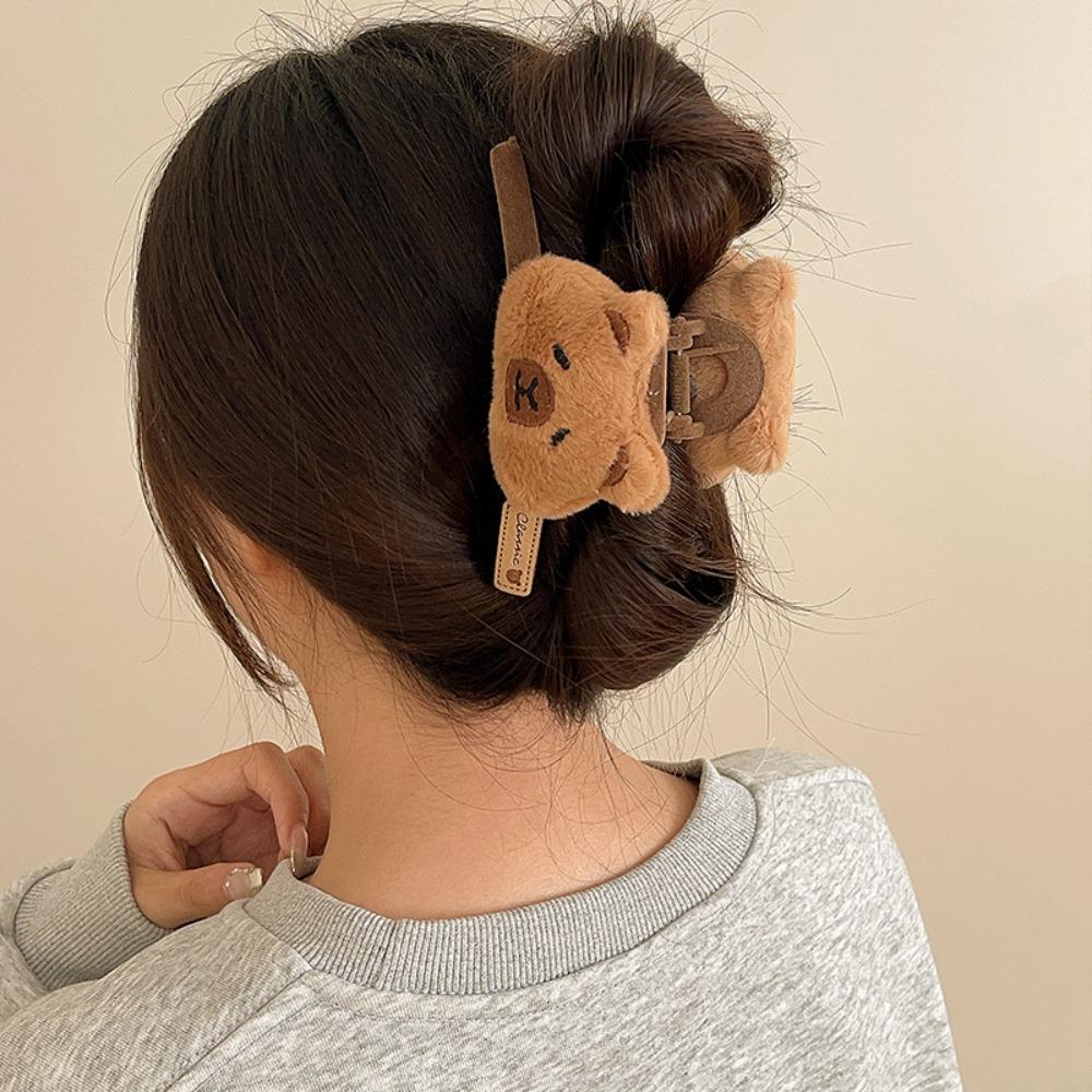 Flocking Capybara Hair Ring Funny Barrettes Hair Accessories Plush Claw Clip  Party