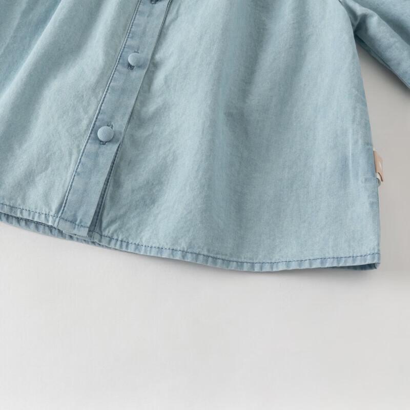 DAVE & BELLA Girls' Floral Denim Long Sleeve Shirt