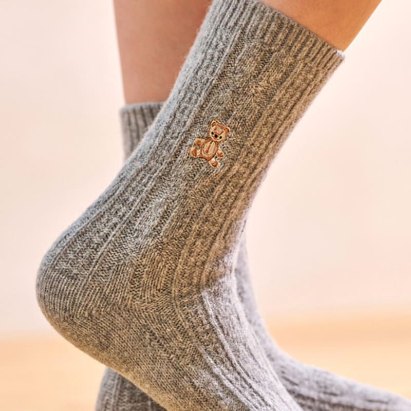 

Abiruz Women s Stitch Bear Lambswool Socks (3 Colors) gray