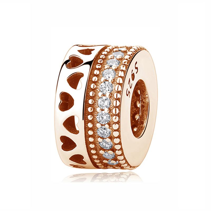 Original 925 Sterling copper Charm Bead Family Tree Mom Pendant Safety Chain Charms Rose Gold Fit Brand Bracelets DIY Zircon