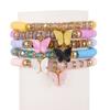 Popular, ethnic style colored butterfly flower pendant bracelet, bohemian soft pottery bracelet