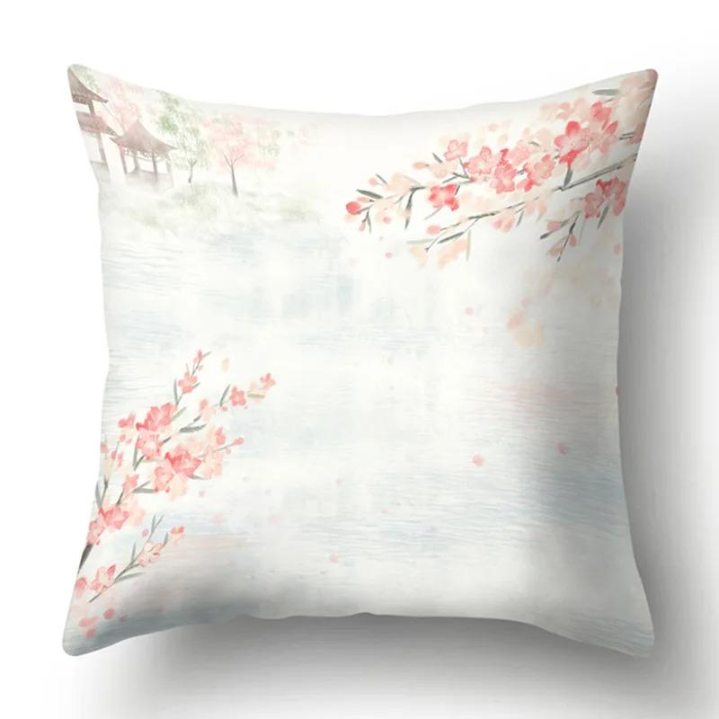 Ink Landscape Painting Pillowcase Bedroom Room Home Decoration Office Seat Living Room Sofa Cushion Cover 45x45cm
