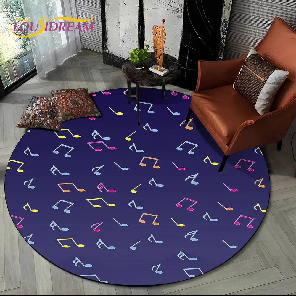 3D Musical Note Piano Art Round Carpet Rug for Living Room Bedroom Child Playroom Chair Decor,Pet Area Rug Non slip Floor Mat
