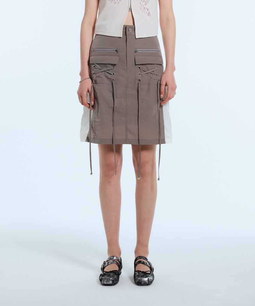 Latizen L11 Eyelet Nylon Skirt(Brown)