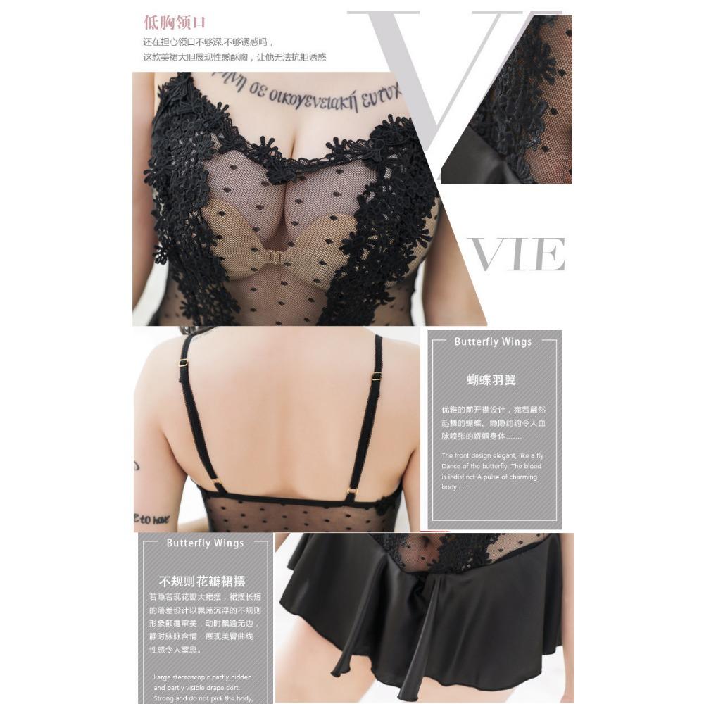 Xiucaisha's New Sexy Underwear, Sexy Pajamas, Female Seduction Suit, Perspective Polka Dot Suspender Skirt, Loungewear, Nightdress