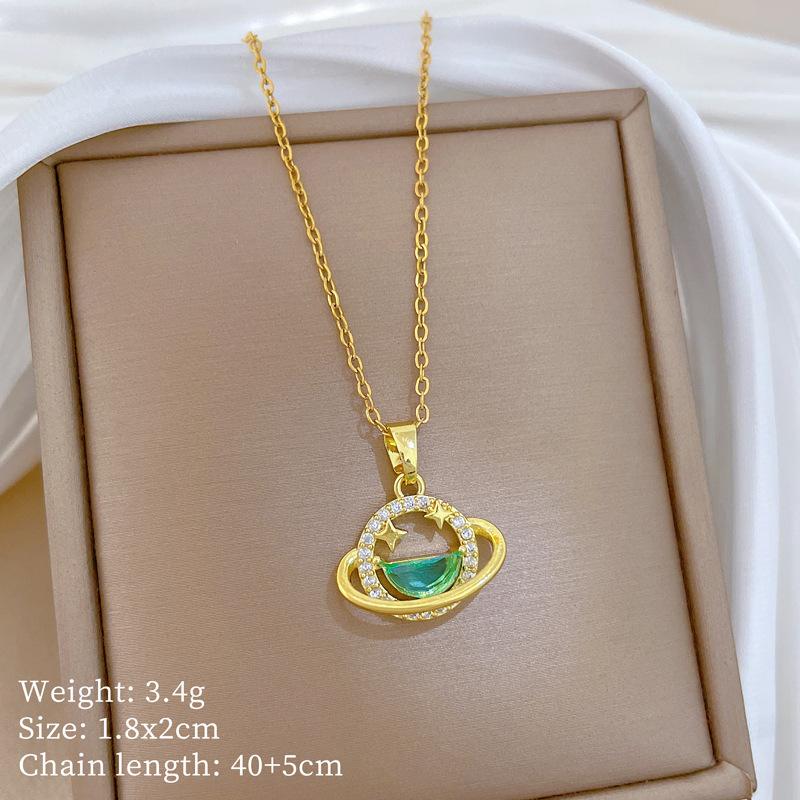 Kupfer-Mikro-Intarsien Leichter Luxus Mode Persönlichkeit Temperament Wunderschöne Voll-Diamant-Halskette Damen Vielseitige Schlüsselbein-Kette Titanstahl