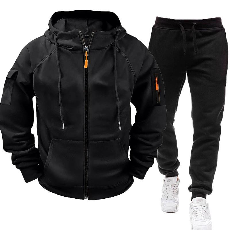 Men's Plus Size Casual Loose Zipper Hoodie Cardigan Sweatshirt Sports Set