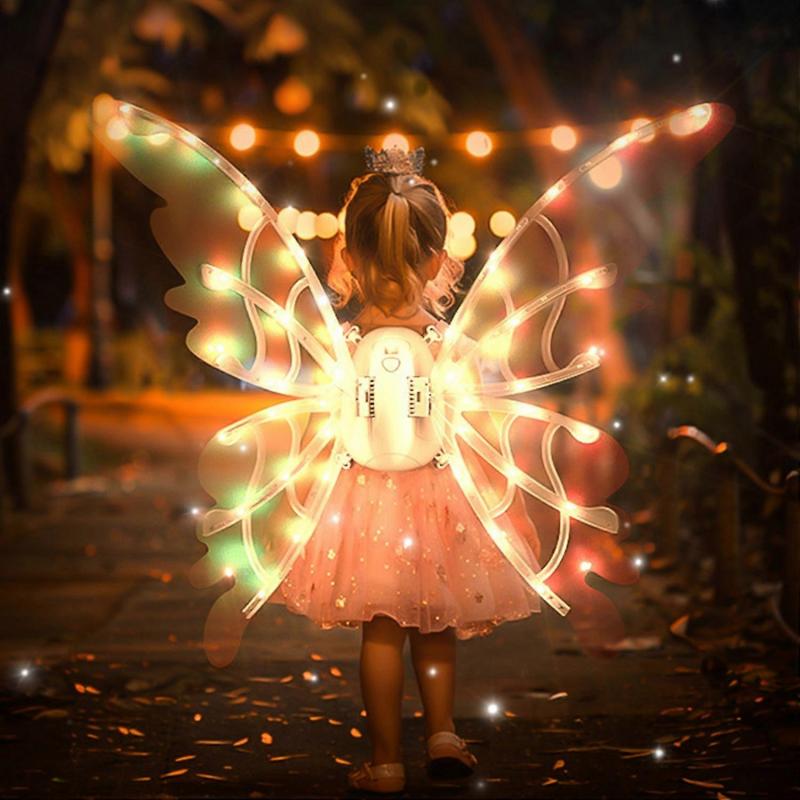 LED Glowing Butterfly Wings with Music And Lights for Girls Adjustable Straps Lightweight Fairy