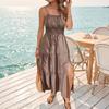 Women's Sleeveless Smocked Maxi Dress with Side Slit Flowy Sundress for Women Vacation Outfits for Women Summer Dresses for Women