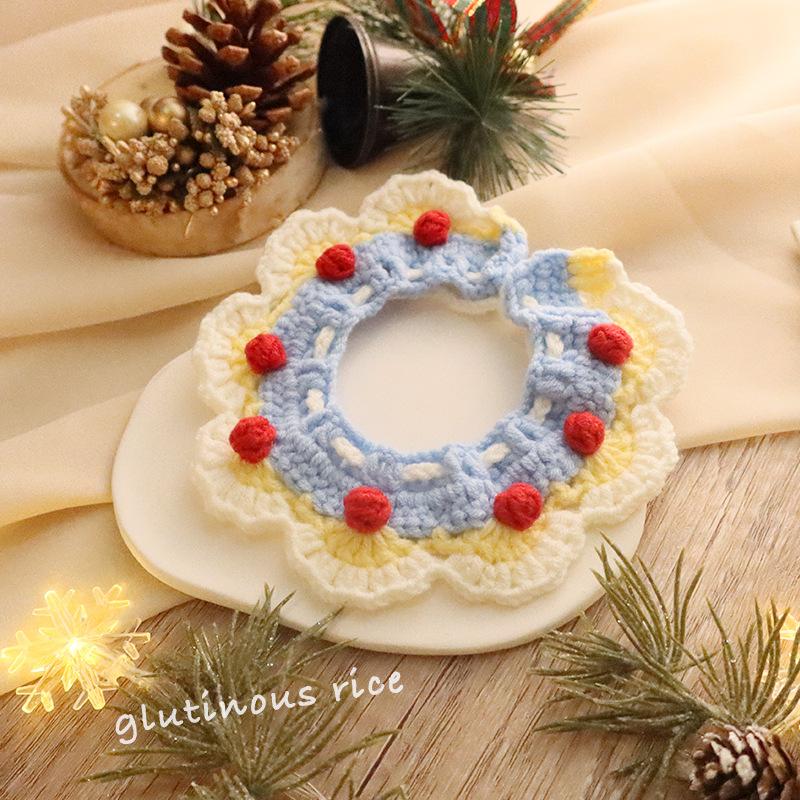 Christmas Knitted Yarn Pet Scarf Collar XS-L Size Festive Neck Decor