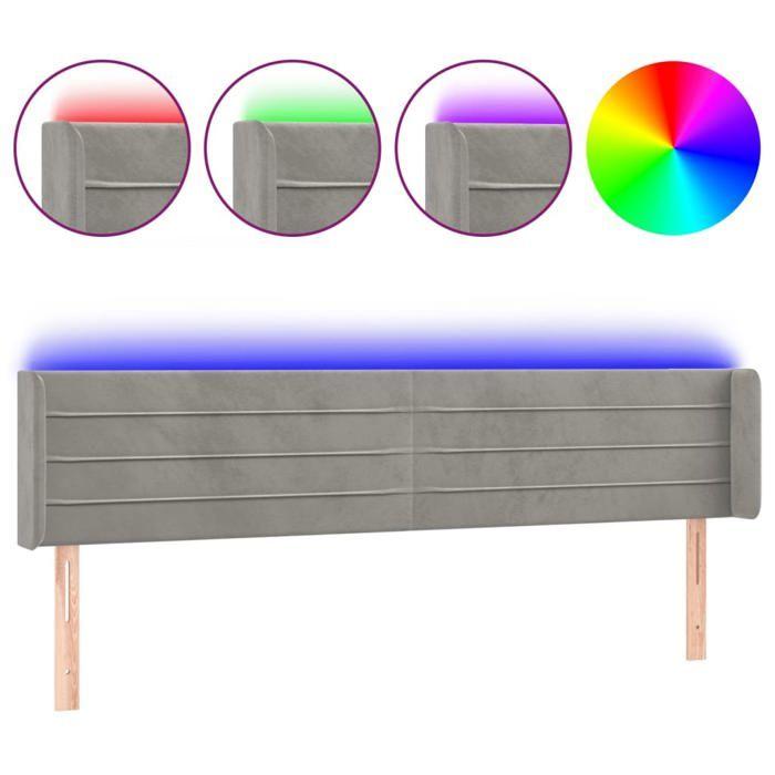 VidaXL LED Headboard Bedroom Furniture Double Bed Accessory Head of Bed Frame Interior Light Grey 3123436