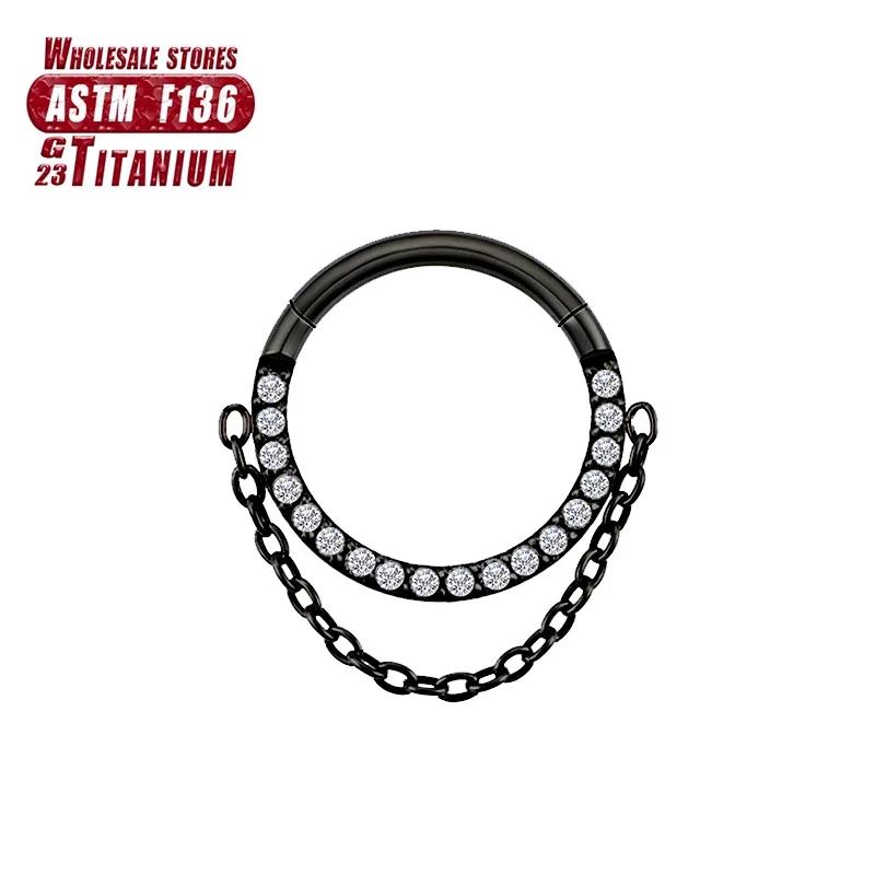 F136 Titan Piercing Septum Zirkon Ohr Tragus Knorpel Nasenringe Daith Helix Ring Clicker Schmuck für Damen Mädchen Geschenk