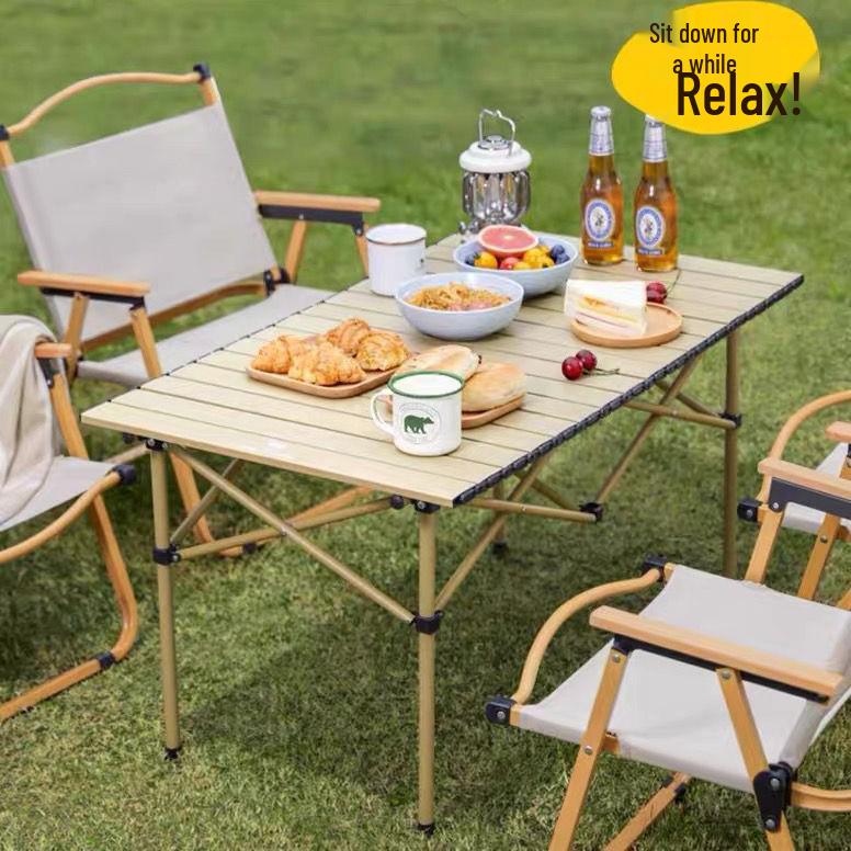 Height-Adjustable Outdoor Picnic & Camping Table - Folding Roll-Up Design