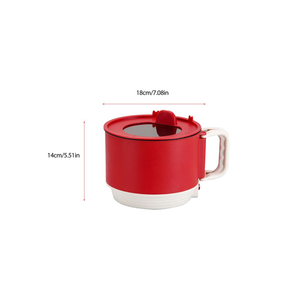 Electric Cooking Pot Quick Heating Mini Electric Cooker with Foldable Handle for Home Kitchen Red