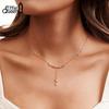 EFFIE QUEEN Y-förmige Choker-Halskette 925 Silber 14 Karat Gold O-Kette Mit Marquise-förmigem Zirkonia-Anhänger Halskette Geschenk BQN18