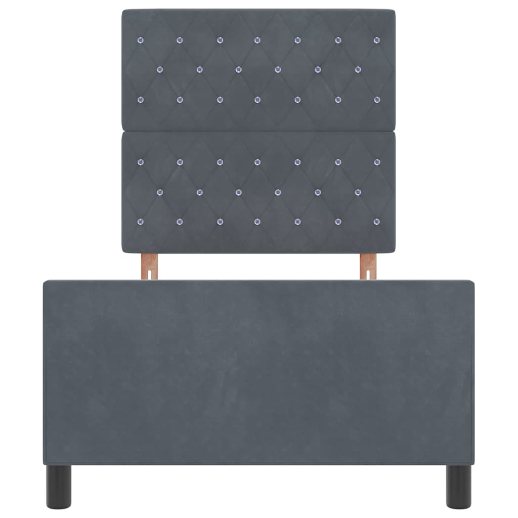 Box Spring Bed with Headboard Dark Grey 100 X 200 Cm Velvet
