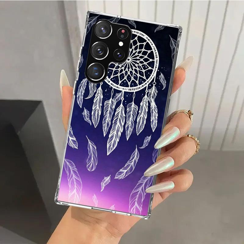 Retro Feather Dreamcatcher Phone Case for Samsung Galaxy S26 S24 S23 Ultra S25 Edge S22 S21 Plus S20 FE + Soft Print Shell Funda