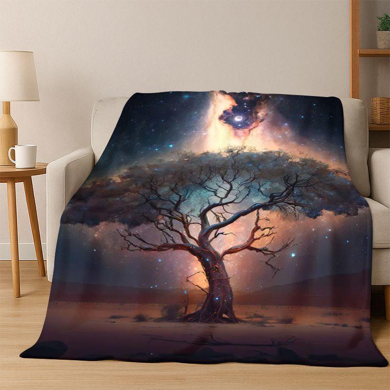Tree of Life Nordic Mythology Yggdrasil Nature cartoon Flannel Blanket Soft Throw Blanket for Bedroom Living Room Bed Travel kid