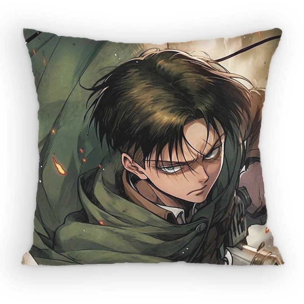 

Attack on Titan Levi Ackerman Pillow Case Antidustmite Pillowcase Invisible zipper silky short plush Sofa cushion cover 30x30 cm