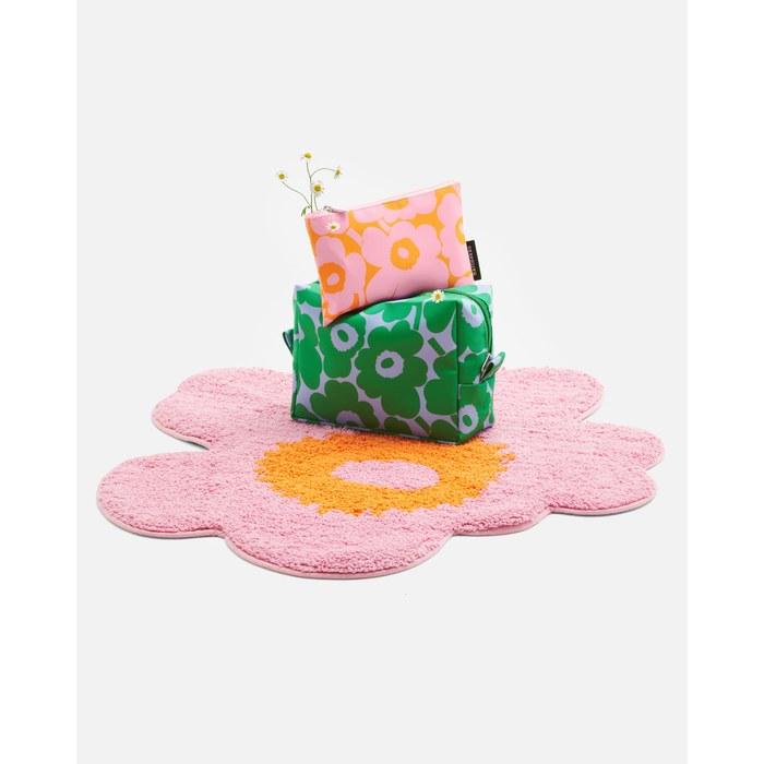 [Marimekko] Mini Unikko Terry Cotton Cosmetic Bag, Orange/Pink Unikko, Cosmetic Pouch, Kaika Mini