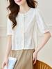 Women's Summer Embroidered Frog Button Cotton Shirt - New Chinese Style 2026