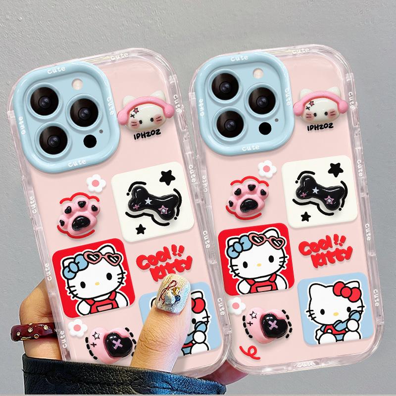 Kt cat doll bracelet is suitable for Apple 16e jelly mobile phone case 13promax cute girl 15 all-inclusive 14/12.