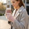 Luxury Imitation Fur Outdoor Mitts Faux Mink Five Finger Gloves for Women, Soft Plush Lined Gloves, Winter Versatile Cold Protection Handwear