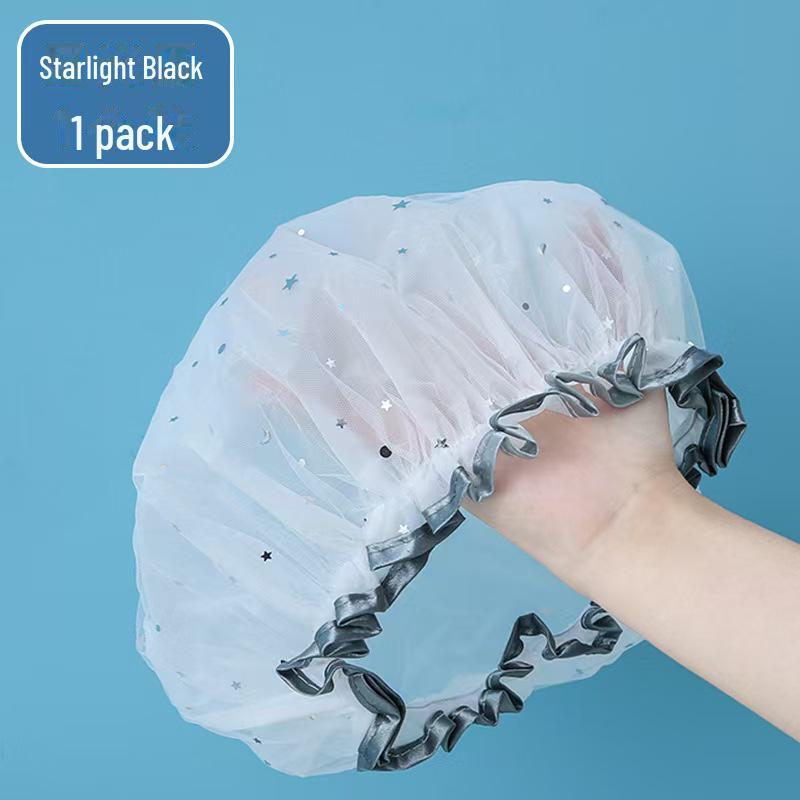 Waterproof Double-Layer Polyester Cotton Shower Cap for Women