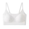 Women Seamless French Floral Gathered Wireless Fixed Cup Back Support Bra