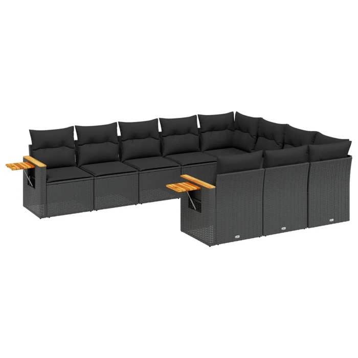VidaXL Garden Lounge Set with Cushions 10 Pcs, Patio Sofas, Patio Furniture Set, Outdoor Furniture, Black 3227175