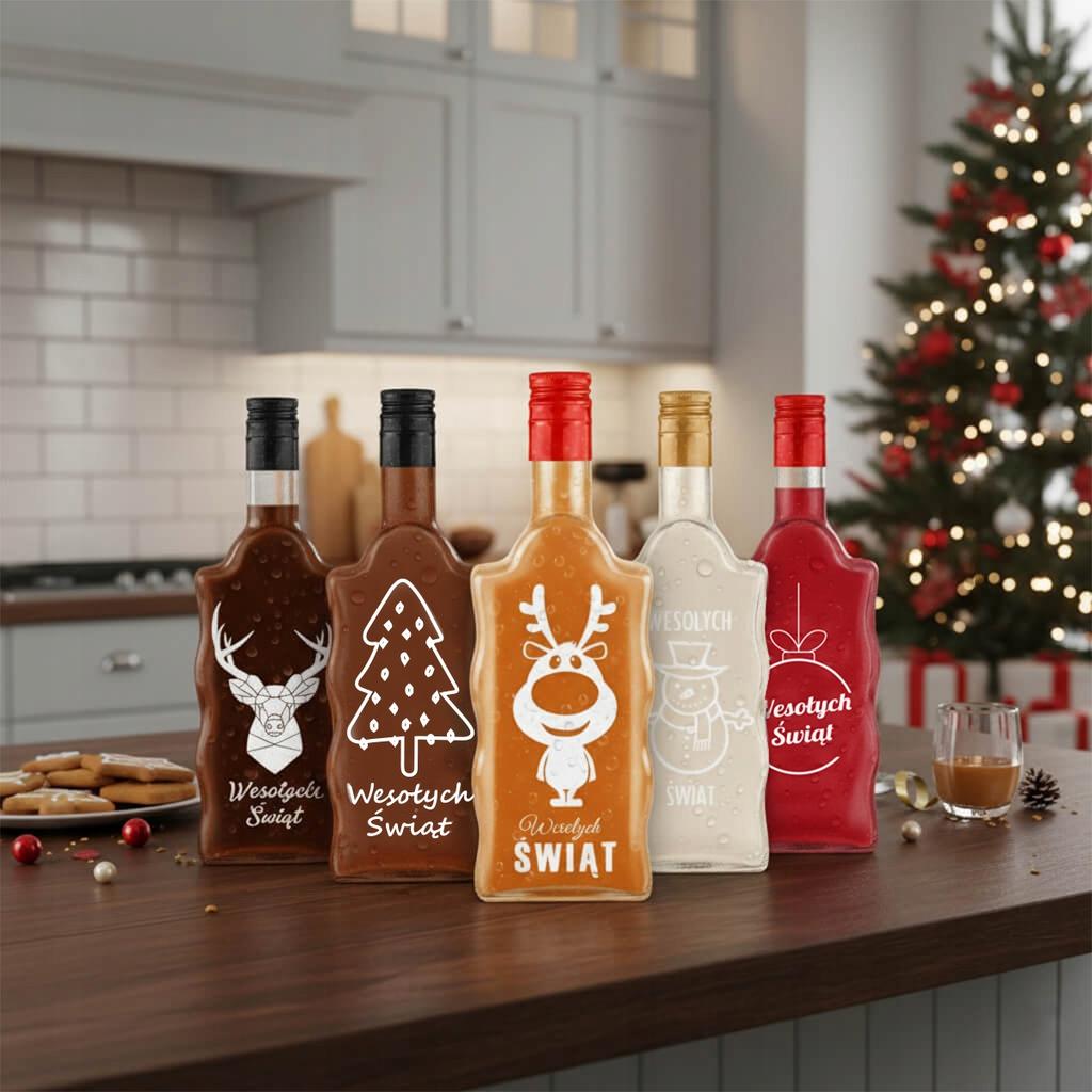 10x Christmas Bottles FALA 500 Ml with Print FOR CHRISTMAS LIQUEURS