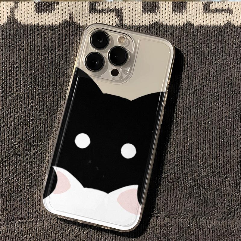 

Black and White Lucky Cat Phone Case For IPhone 17 16 15 14 Pro 13 12 11 Max Plus 7 8 Plus 2020 Shockproof Soft Silicone Cover iphone 11