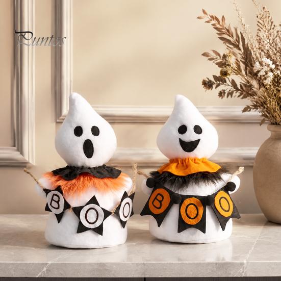 Soft Plush Ghost Dolls for Kids Halloween Faceless Ornament, Cute Cloth Fabric Ghosts Table Cozy Autumn Winter Home Decor Decoration, BOO Banner