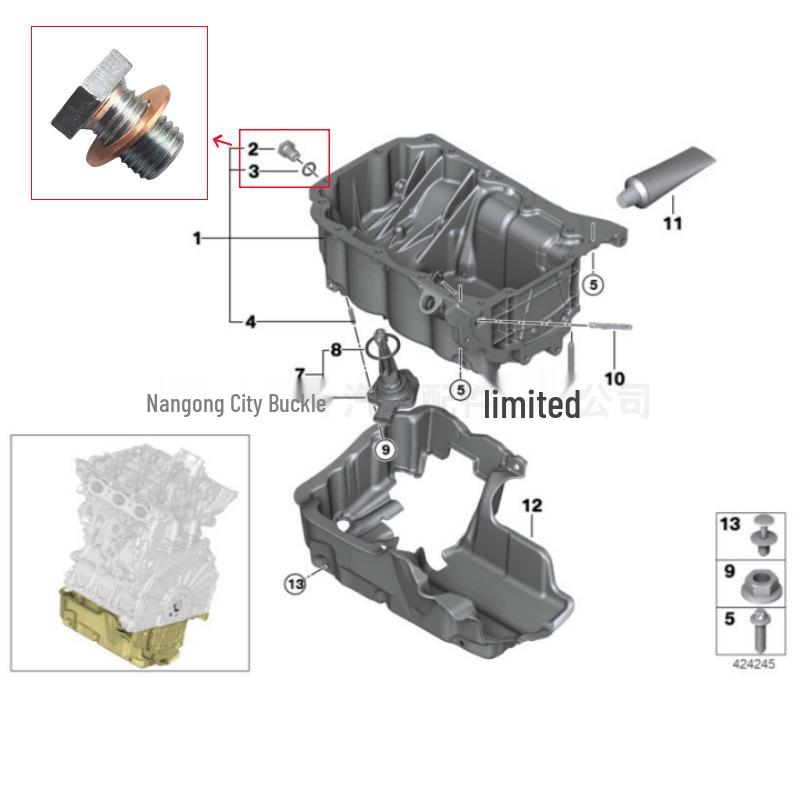Compatible with BMW and MINI Oil Pan Drain Plug Blockage 11137535106.