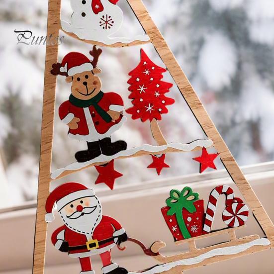 Holiday Party Table Centerpiece Wooden Tabletop Christmas Tree Decor, Hollow Xmas Ornament, Farmhouse Gift for Kids Desktop Home Decoration,
