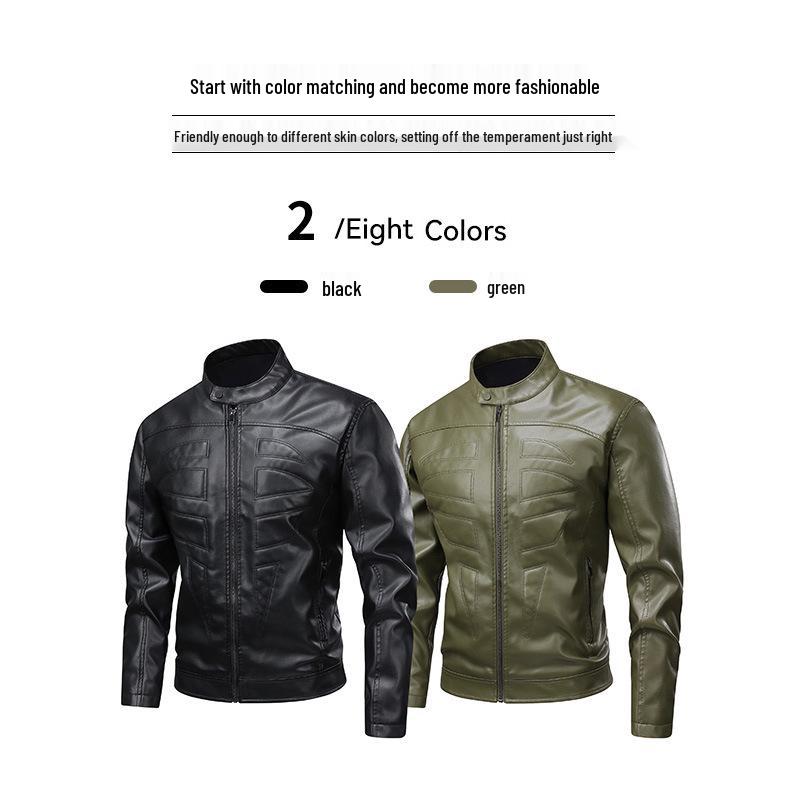 Men's Retro PU Stand Collar Leather Jacket for Spring/Autumn 2025 - Casual Motorcycle Style
