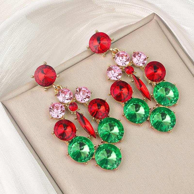 Boucles d'oreilles pendantes Zircon Fleur Colorée pour Femmes, Boucles d'oreilles pendantes Statement pour Fête & Usage Quotidien