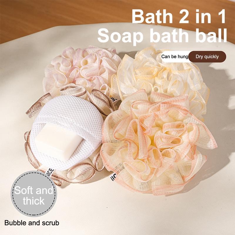 2-in-1 Soaps Saver Soap Foaming Net Exfoliating Thickened Soap Bag Bath Foaming Sponge Foam Exfoliating Shower Ball Bathroom