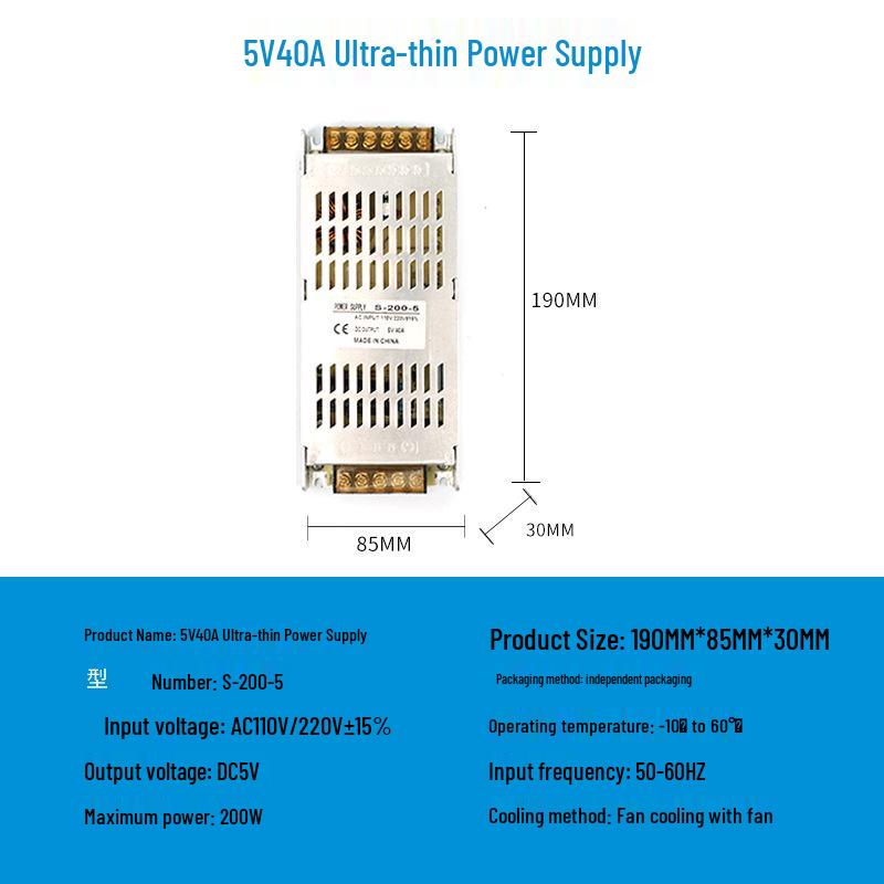 220V To 12V/24V/5V DC Power Supply for LED Strip Lights - 5A/10A/30A, 60W Transformer