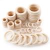 50Pcs Wooden Beads Pendant Connectors Circles Rings Beads Natural Wood Ornament