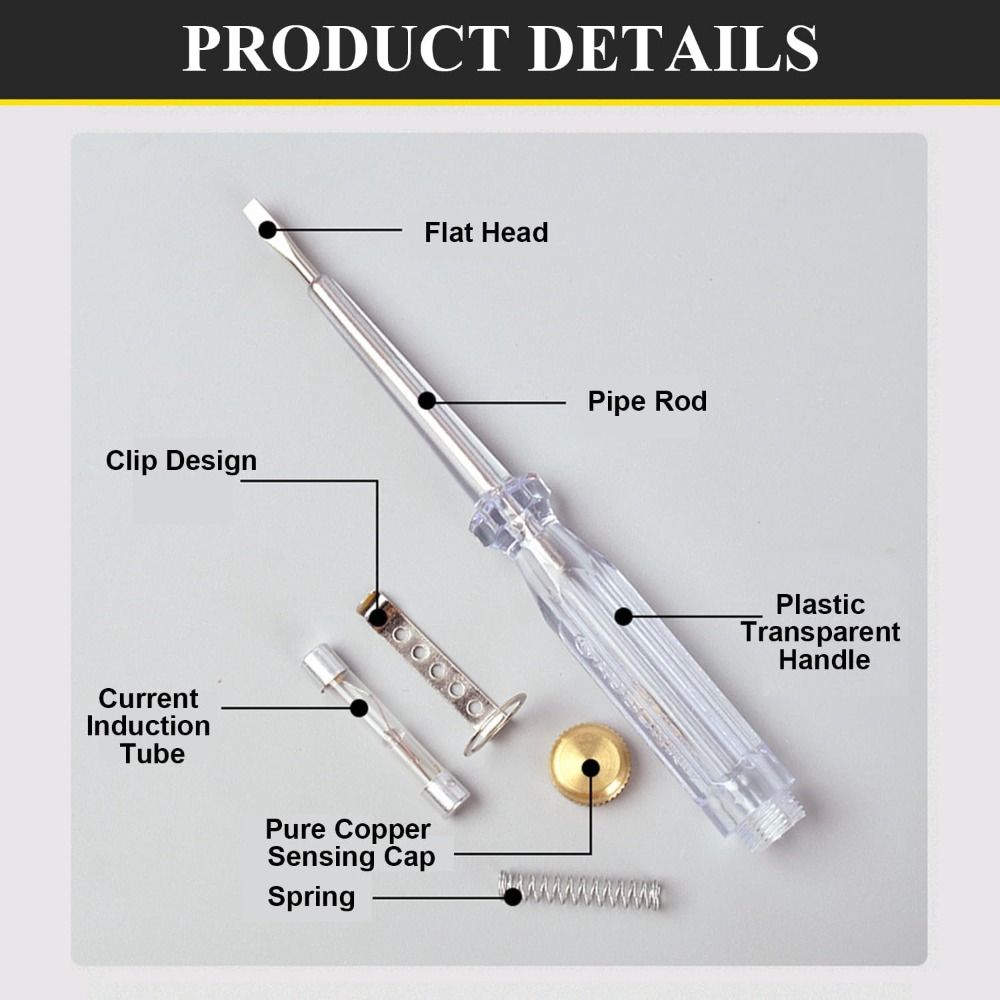 AC/DC 100-500V Voltage Detector Pen Clear Light Circuit Tester New Test Screwdriver