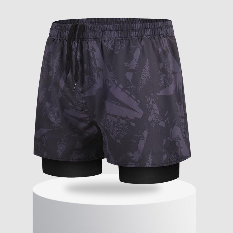 Men's Quick-Dry Double-Layer Loose-Fit Printed Swim Trunks