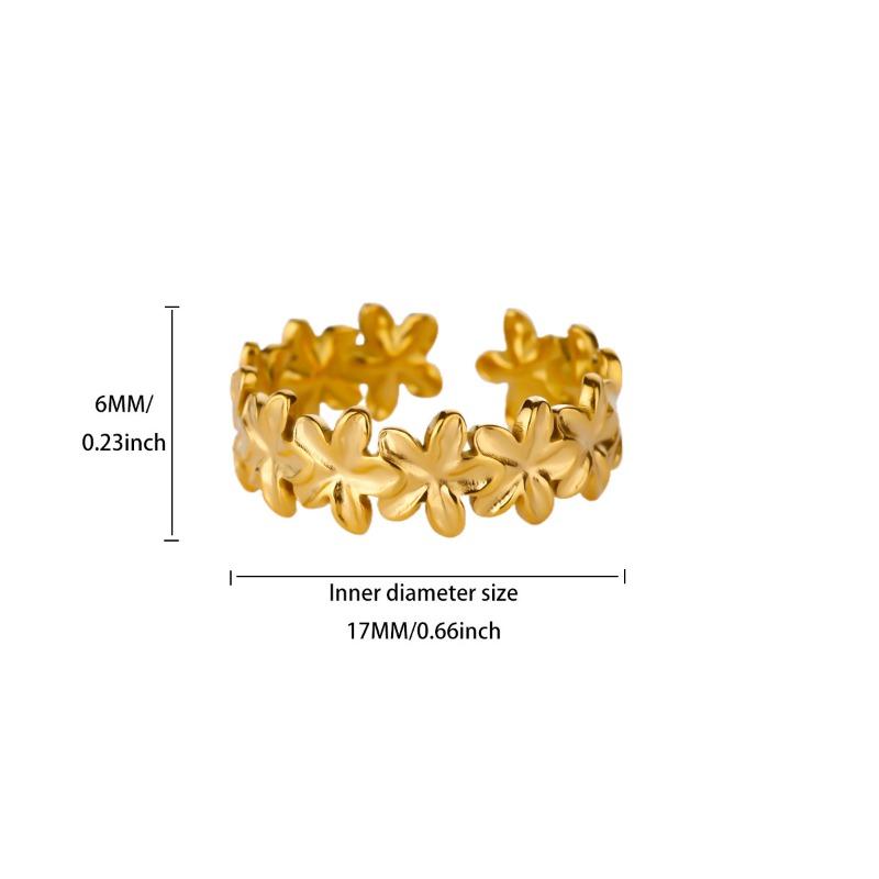 Wind Flower Open Ring Women's Stainless Steel Gold Fashion Adjustable Bracelet Ring Trendy