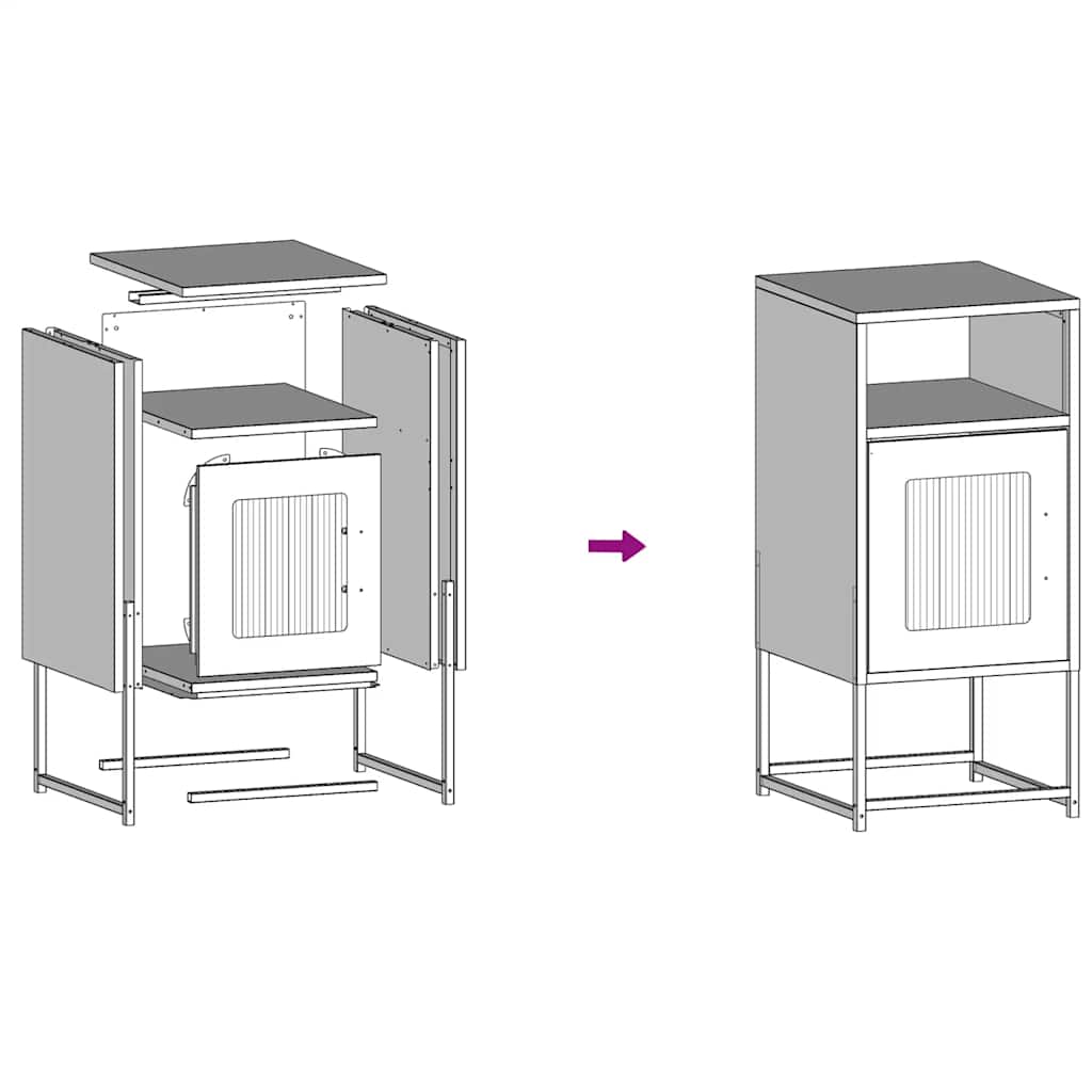 Nightstand White 36x39x78 cm Cold Rolled Steel