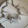 Exagéré Punk Couleur Argent Étranger Araignée Perles Baroques Rivets Chaîne Frange Multi-couches Collier pour Femmes Bijoux Y2k