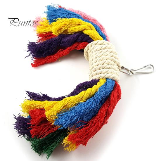 Parrot Colorful Cotton Rope Pet Bird Chew Climb Biting Hanging Toy Cage Decor
