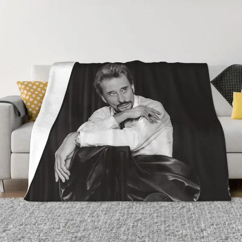 Johnny Hallyday Decken, warmer Flanell, französischer Sänger, Überwurf, Decke für Sofa, Büro, Tagesdecken