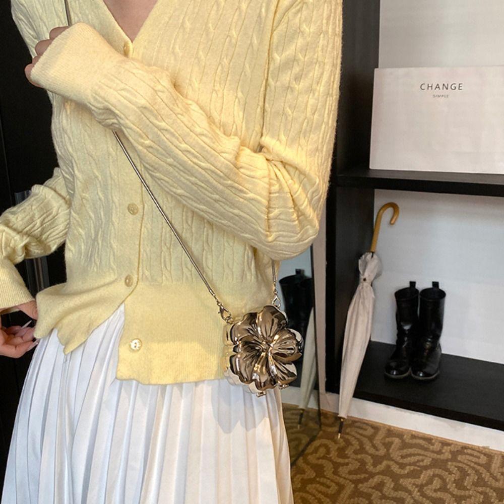 Acrylic Banquet Chain Bag Silver Funny Party Bag Mini Bright Flower Shoulder Bag Gift