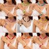 Boho Beaded Jewelry Set Irregular Imitation Pearl Charm Necklace Bracelet for Summer Beach Vacation Accessory
