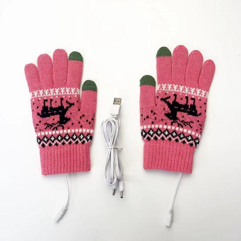 

Новые электрические перчатки для обогрева, жаккардовые вязаные теплые, сенсорный экран, USB-порт, блок питания, электрическое отопление average size